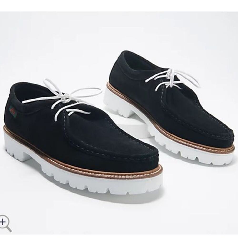 NWOT G.H. Bass Originals Lug Sole Moc Shoes - Wallace Suede Sz 8 Black/White